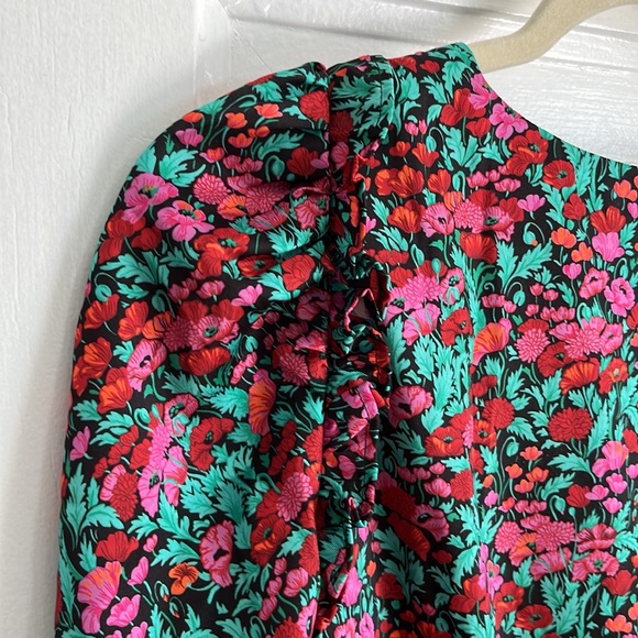 J.Crew Collection Drapey Puff-Sleeve Dress in Ratti Red Blooms - Picture 13 of 15